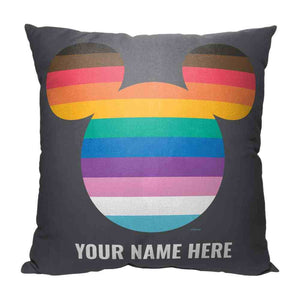 Disney Pride Full Pride Flag Mickey Personalized Throw Pillow 18x18 Inches