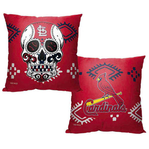 MLB St. Louis Cardinals Candy Skull Throw Pillow 18x18 Inches