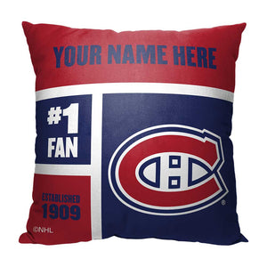 NHL Montreal Canadiens Colorblock Personalized Throw Pillow 18x18 Inches