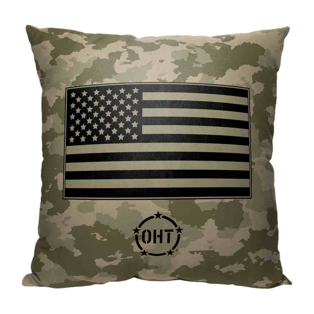 Operation Hat Trick Operation Hat Trick Green Camo Throw Pillow 18x18 Inches