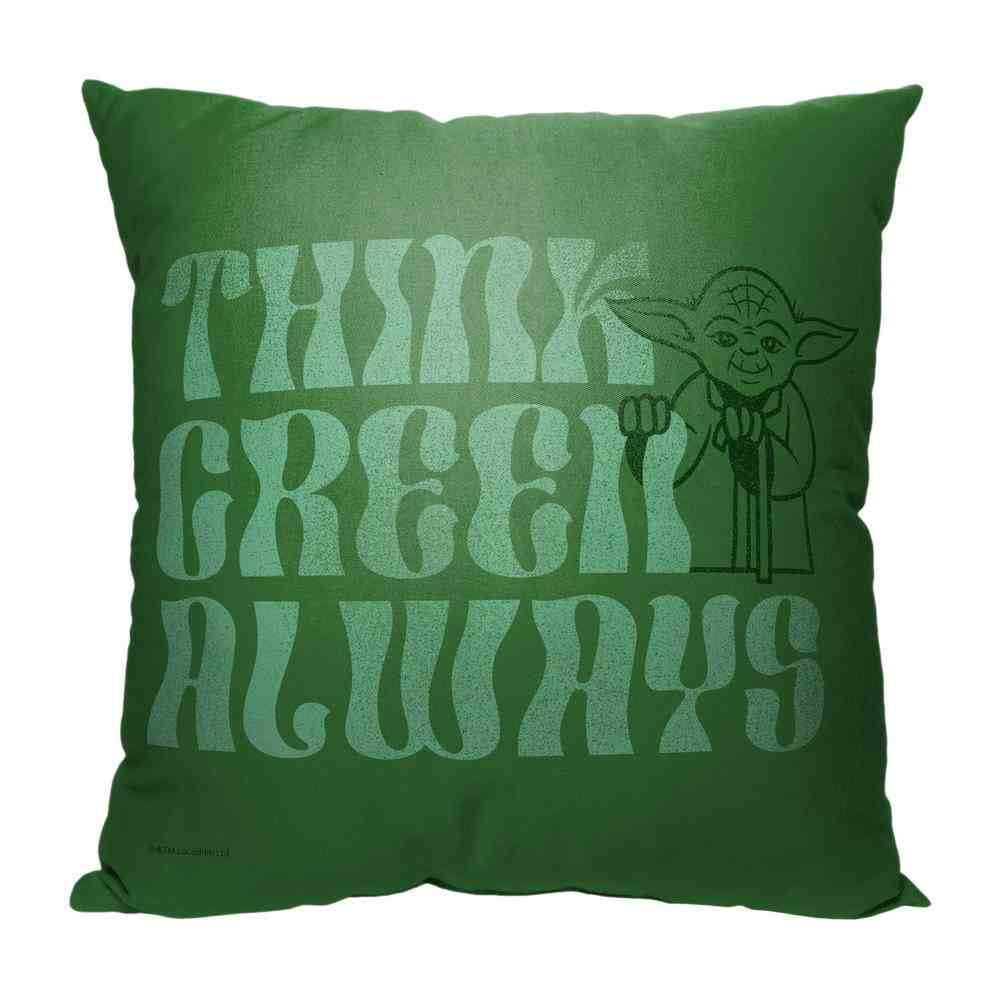 Disney Star Wars Think Green Throw Pillow 18x18 Inches