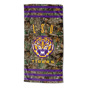 NCAA LSU Tigers Realtree Stripes Beach Towel 30x60 Inches