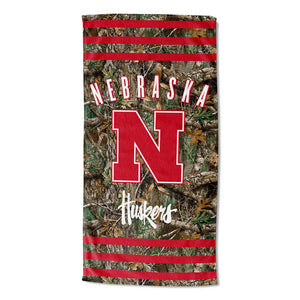 NCAA Nebraska Cornhuskers Realtree Stripes Beach Towel 30x60 Inches