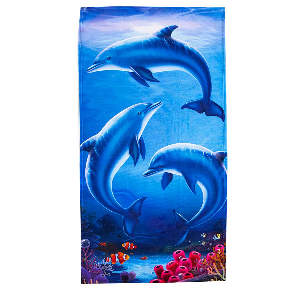 Dolphin Play Beach Towel 30x60 Inches