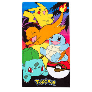 Northwest Pokemon Beach Towel, Pikachu Charmander Squirtle Bulbasaur, Soft and Absorbent 30x60 Inches, Sunset Pokemon