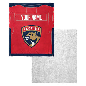 NHL Florida Panthers Jersey Personalized Silk Touch Sherpa Throw Blanket 50x60 Inches