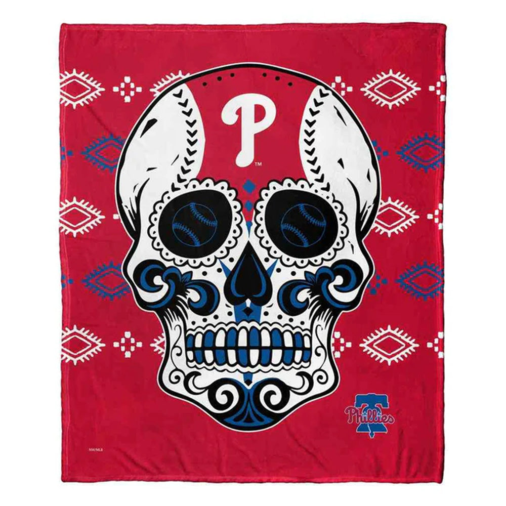 MLB Philadelphia Phillies Candy Skull Silk Touch Throw Blanket 50x60 Inches