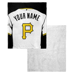 MLB Pittsburgh Pirates Jersey Personalized Silk Touch Sherpa Throw Blanket 50x60 Inches