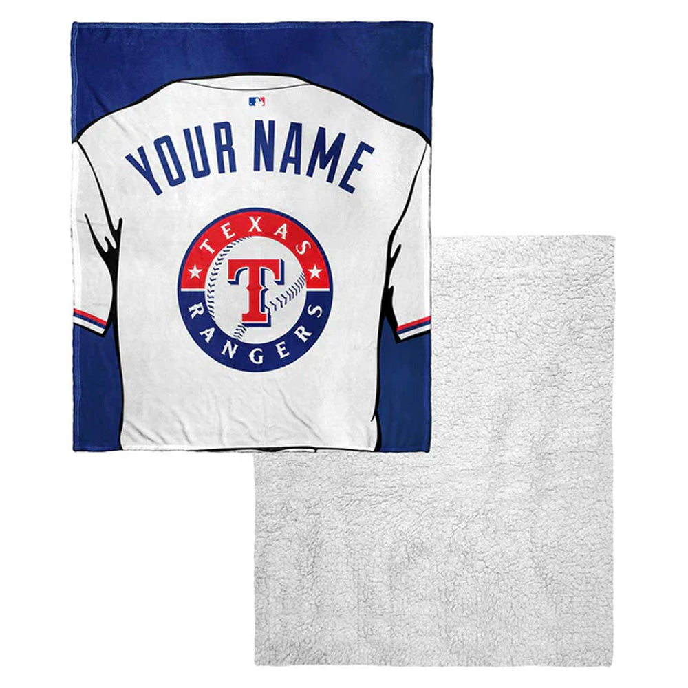 MLB Texas Rangers Jersey Personalized Silk Touch Sherpa Throw Blanket 50x60 Inches