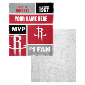 NBA Houston Rockets Colorblock Personalized Silk Touch Sherpa Throw Blanket 50x60 Inches