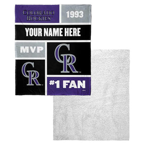 MLB Colorado Rockies Colorblock Personalized Silk Touch Sherpa Throw Blanket 50x60 Inches