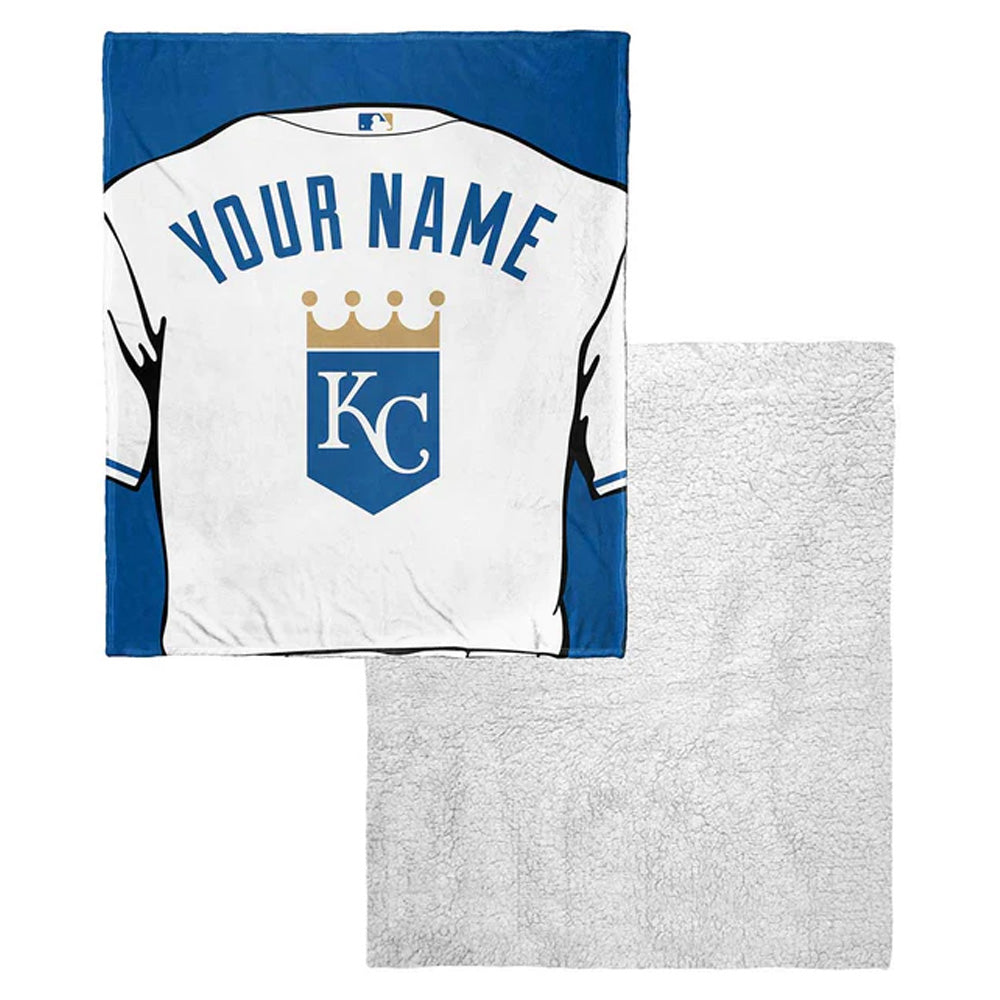 MLB Kansas City Royals Jersey Personalized Silk Touch Sherpa Throw Blanket 50x60 Inches