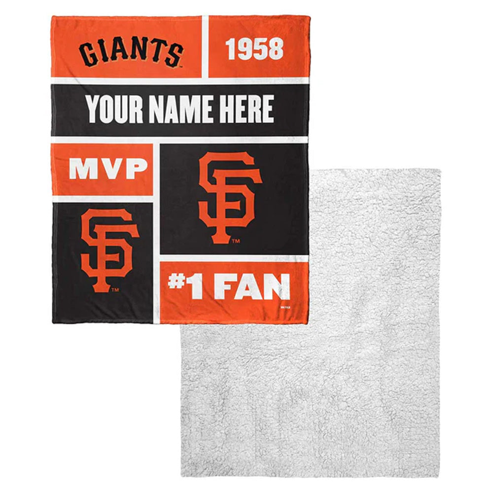 MLB San Francisco Giants Colorblock Personalized Silk Touch Sherpa Throw Blanket 50x60 Inches