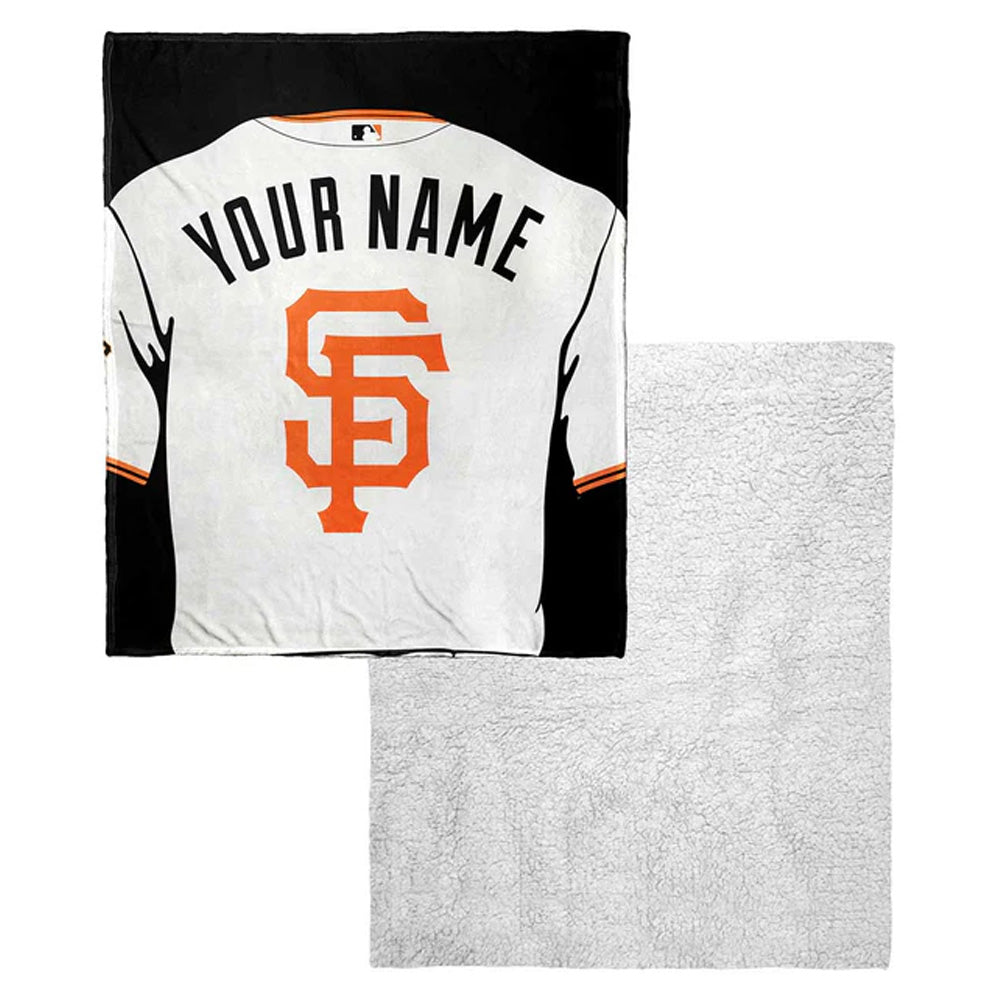 MLB San Francisco Giants Jersey Personalized Silk Touch Sherpa Throw Blanket 50x60 Inches