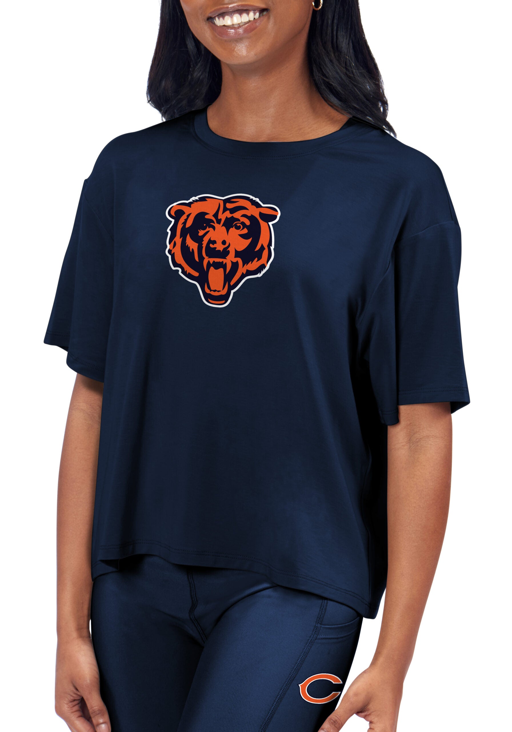 Chicago Bears Certo Women's Format Cropped T-Shirt - Navy