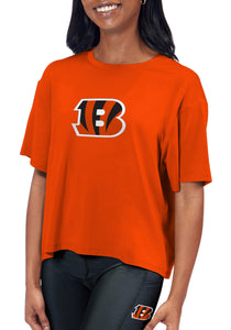 Cincinnati Bengals Certo Women's Format Cropped T-Shirt - Orange