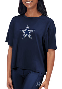 Dallas Cowboys Certo Women's Format Cropped T-Shirt - Navy