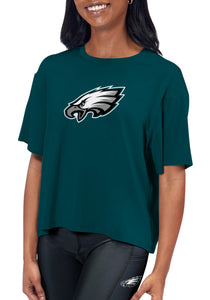 Philadelphia Eagles Certo Women's Format Cropped T-Shirt - Midnight Green