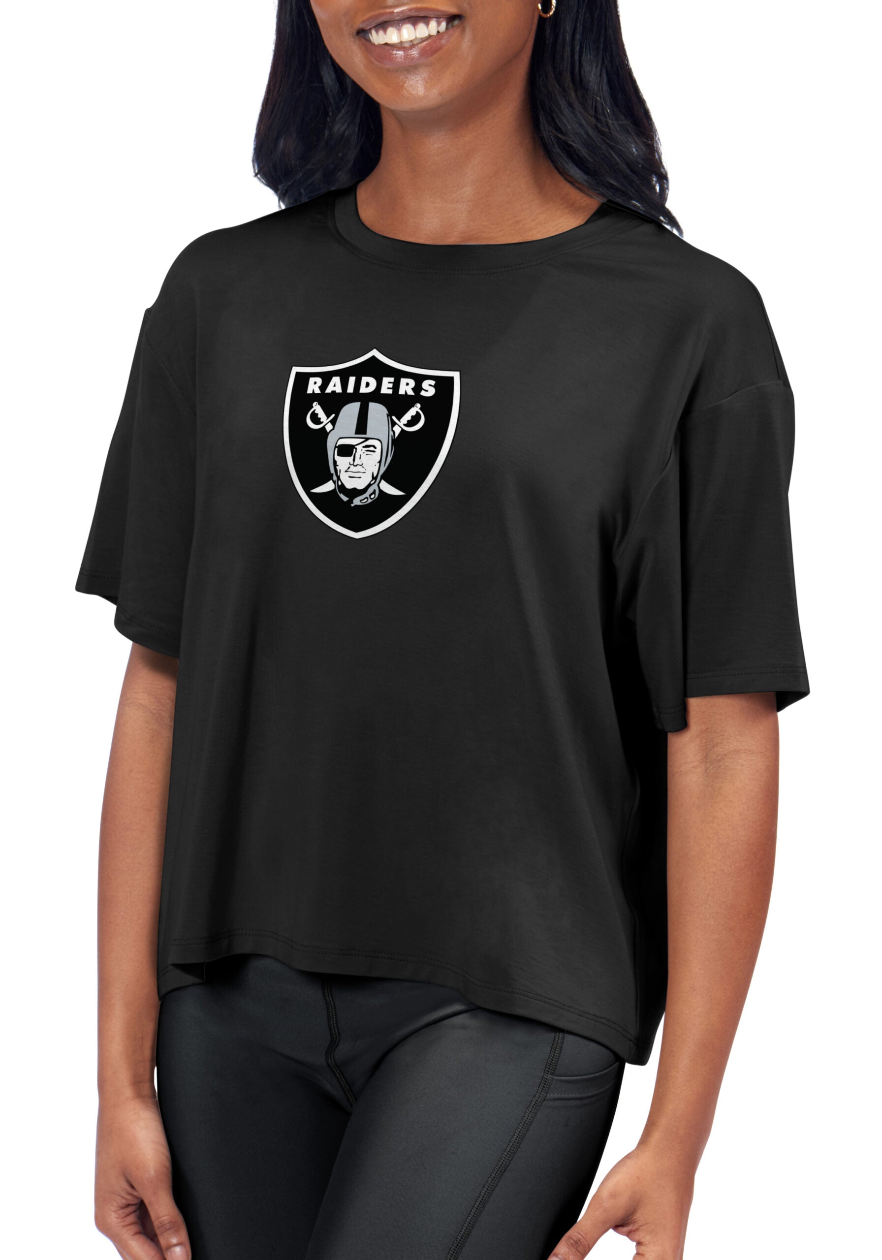 Las Vegas Raiders Certo Women's Format Cropped T-Shirt - Black