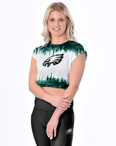 Philadelphia Eagles Certo Women's Cropped Framework T-Shirt - White