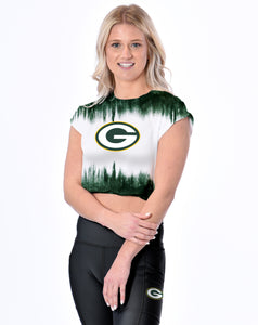 Green Bay Packers Certo Women's Cropped Framework T-Shirt - White