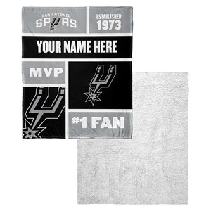 NBA San Antonio Spurs Colorblock Personalized Silk Touch Sherpa Throw Blanket 50x60 Inches