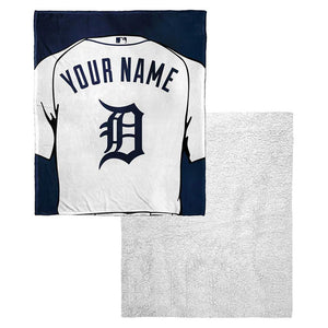 MLB Detroit Tigers Jersey Personalized Silk Touch Sherpa Throw Blanket 50x60 Inches