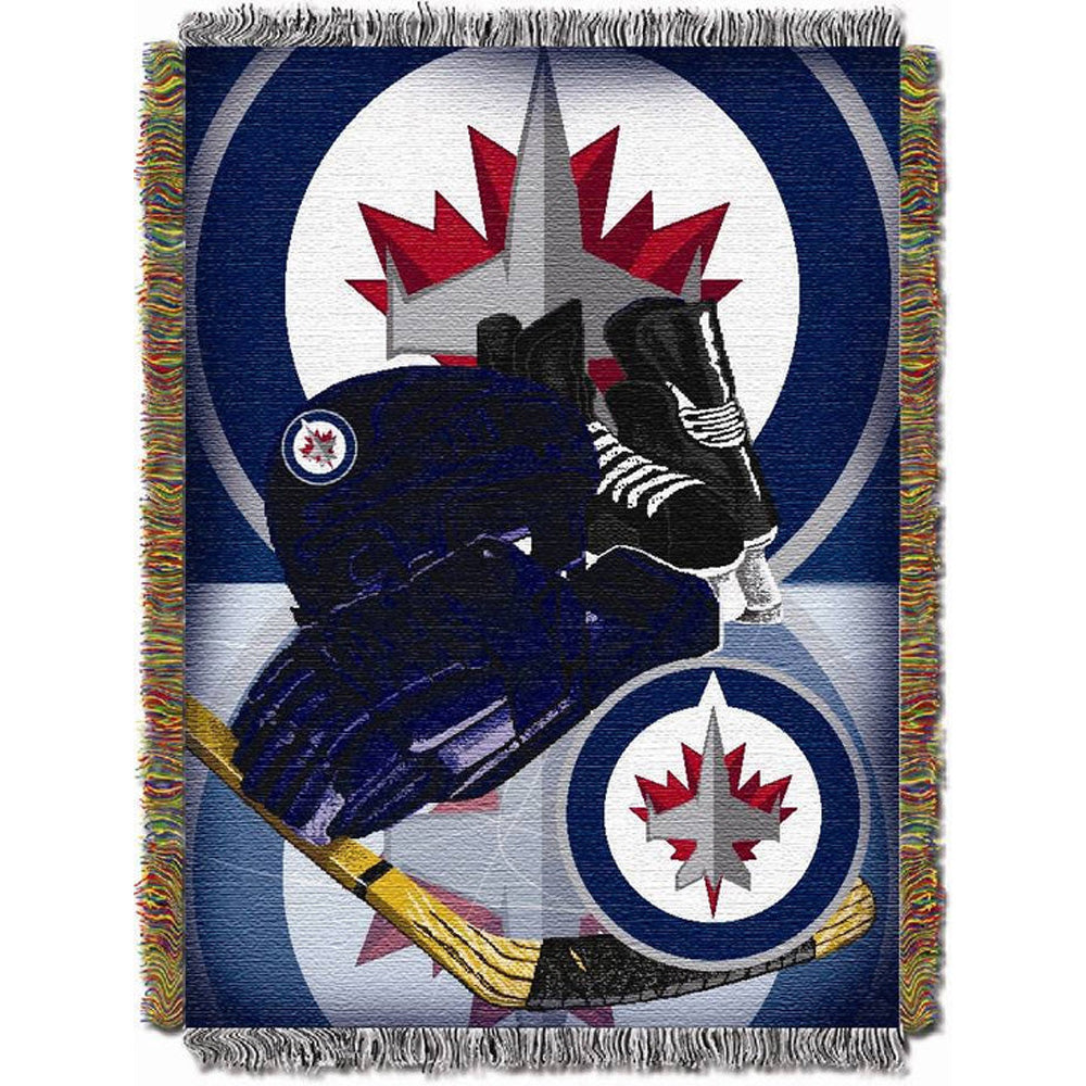 NHL Winnipeg Jets Home Ice Advantage Woven Tapestry Throw Blanket 48x60 Inches