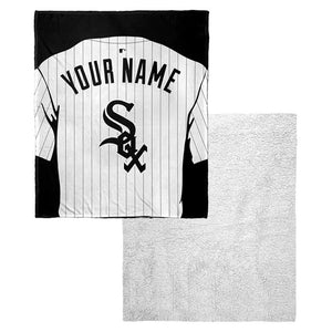 MLB Chicago White SoxJersey Personalized Silk Touch Sherpa Throw Blanket 50x60 Inches
