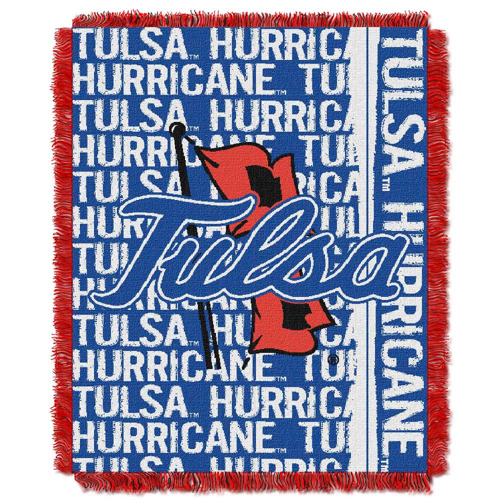 NCAA Tulsa Golden Hurricane Double Play Woven Jacquard Throw Blanket 46x60 Inches