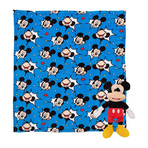 Disney Mickey Mouse Comic Pop Character Hugger Pillow and Silk Touch Throw Blanket Set 40x50 Inches