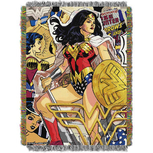 Warner Bros. Wonder Woman Gone Wonder Woven Tapestry Throw Blanket 48x60 Inches