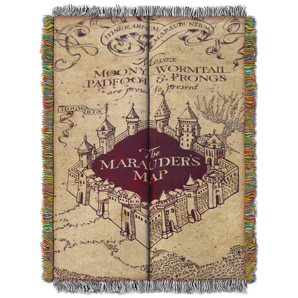 Warner Bros. Harry Potter Marauders Map Woven Tapestry Throw Blanket 48x60 Inches