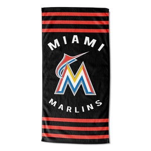 MLB Miami Marlins Stripes Beach Towel 30 x 60 Inches