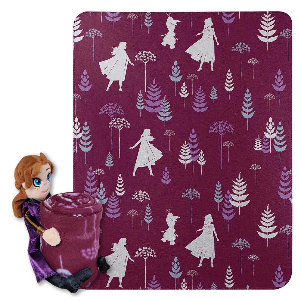 Disney Frozen 2 Dandelion Anna Character Hugger Pillow & Fleece Throw Blanket Set 40x50 Inches