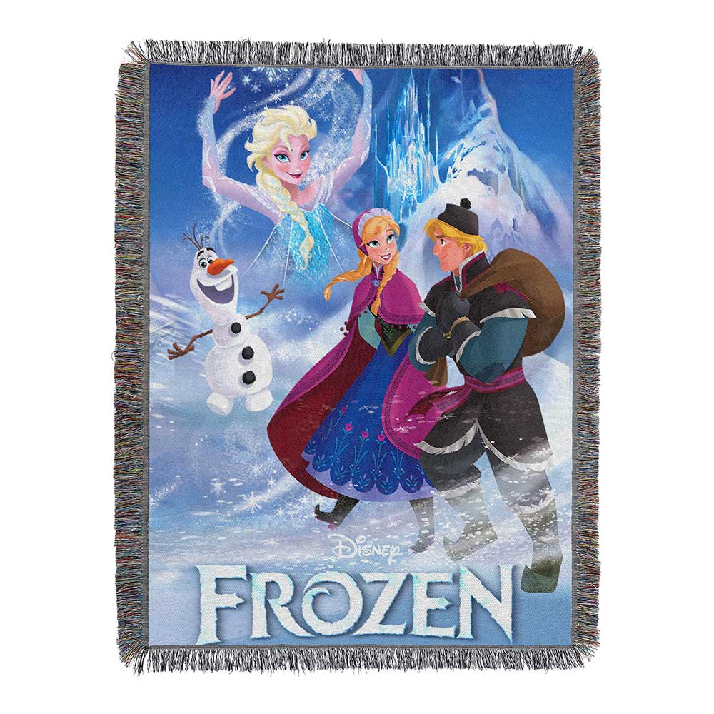 Disney Frozen Story Book Woven Tapestry Throw Blanket 48x60 Inches