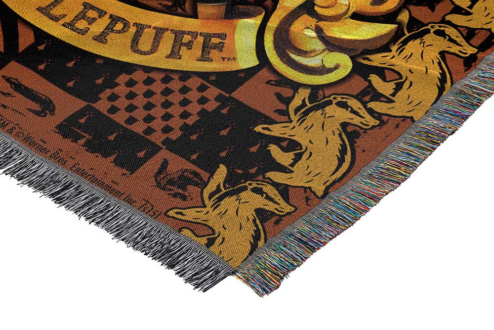 Warner Bros. Harry Potter Hufflepuff Crest Woven Tapestry Throw Blanket 48x60 Inches