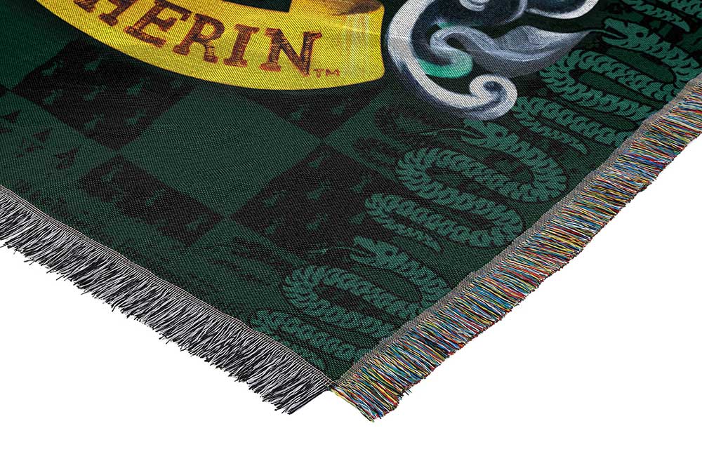 Warner Bros. Harry Potter Slytherin Shield Woven Tapestry Throw Blanket 48x60 Inches