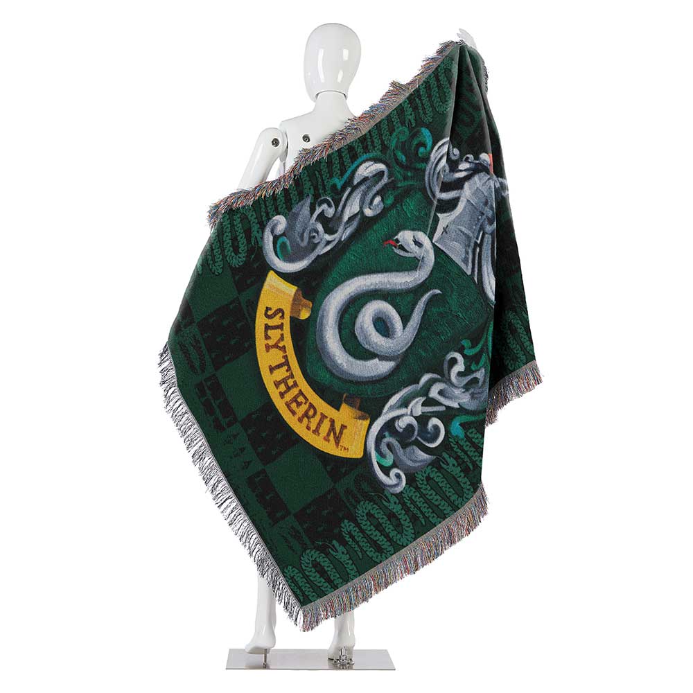 Warner Bros. Harry Potter Slytherin Shield Woven Tapestry Throw Blanke