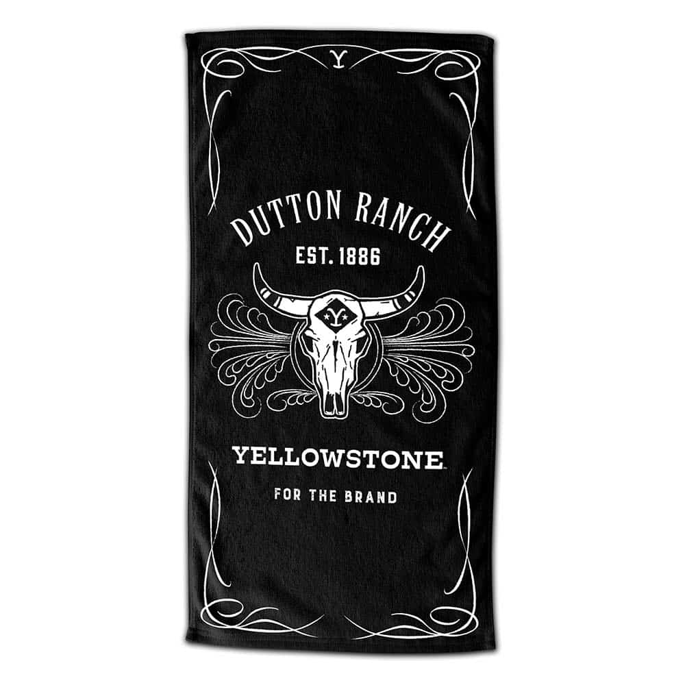 Paramount Yellowstone Whiskey Label Beach Towel